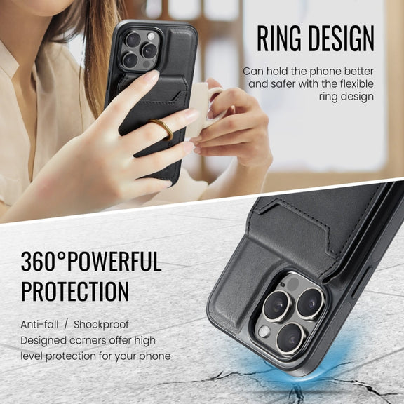 For iPhone 15 Pro Max DG.MING K1 MagSafe Detachable Wallet RFID Back Cover Phone Case(Black)