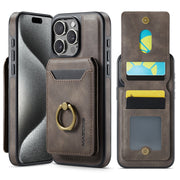 For iPhone 15 Pro MAGKING K1 MagSafe Detachable Wallet RFID Back Cover Phone Case(Coffee)