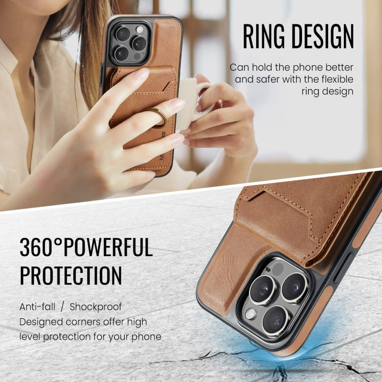 For iPhone 15 Pro DG.MING K1 MagSafe Detachable Wallet RFID Back Cover Phone Case(Brown)