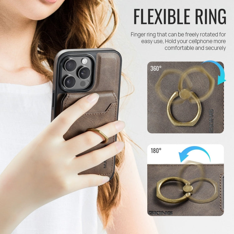 For iPhone 15 Plus DG.MING K1 MagSafe Detachable Wallet RFID Back Cover Phone Case(Coffee)