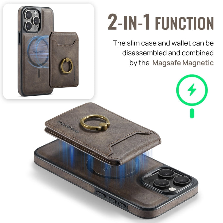 For iPhone 15 Plus DG.MING K1 MagSafe Detachable Wallet RFID Back Cover Phone Case(Coffee) - free shipping - PMC Jewellery - Order now!