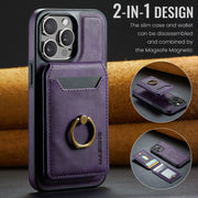 For iPhone 15 Plus DG.MING K1 MagSafe Detachable Wallet RFID Back Cover Phone Case(Purple)