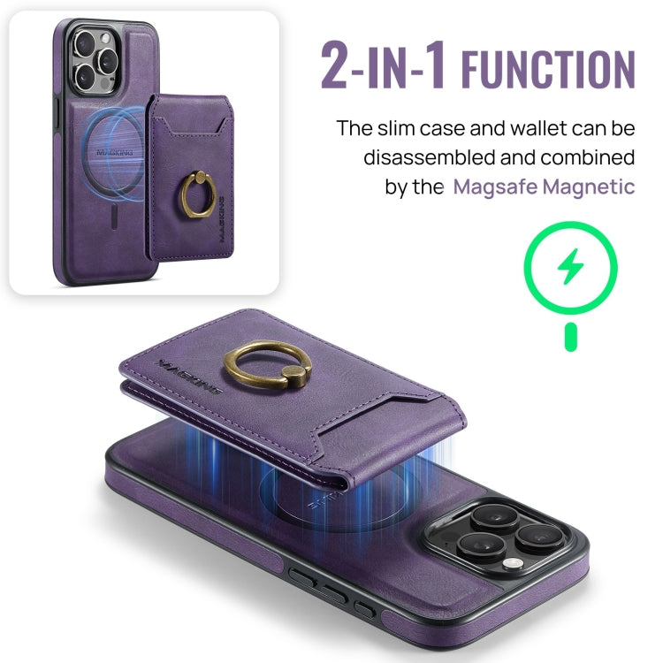 For iPhone 15 Plus DG.MING K1 MagSafe Detachable Wallet RFID Back Cover Phone Case(Purple)