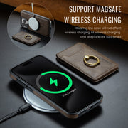 For iPhone 15 DG.MING K1 MagSafe Detachable Wallet RFID Back Cover Phone Case(Coffee)