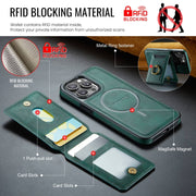 For iPhone 14 Plus MAGKING K1 MagSafe Detachable Wallet RFID Back Cover Phone Case(Green)