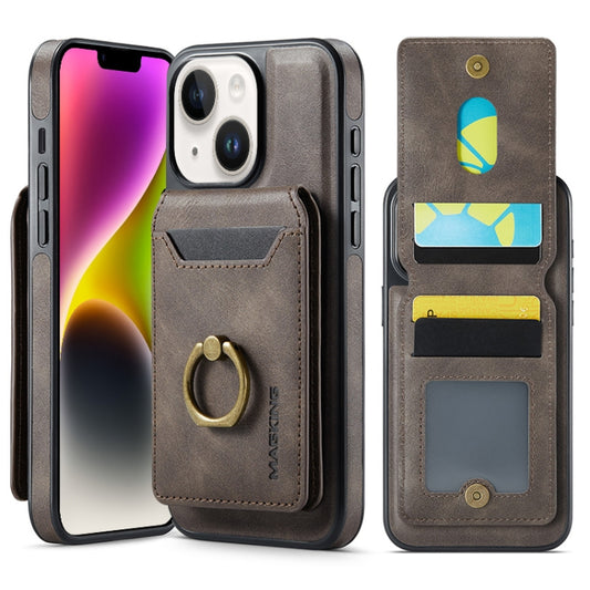 For iPhone 14 DG.MING K1 MagSafe Detachable Wallet RFID Back Cover Phone Case(Coffee) - free shipping - PMC Jewellery - Order now!