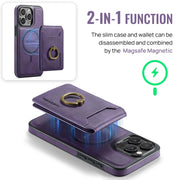 For iPhone 14 DG.MING K1 MagSafe Detachable Wallet RFID Back Cover Phone Case(Purple)