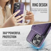 For iPhone 14 DG.MING K1 MagSafe Detachable Wallet RFID Back Cover Phone Case(Purple)