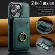 For iPhone 14 DG.MING K1 MagSafe Detachable Wallet RFID Back Cover Phone Case(Green)