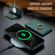 For iPhone 14 DG.MING K1 MagSafe Detachable Wallet RFID Back Cover Phone Case(Green)