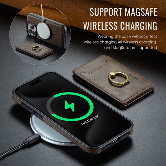 For iPhone 13 Pro Max DG.MING K1 MagSafe Detachable Wallet RFID Back Cover Phone Case(Coffee)