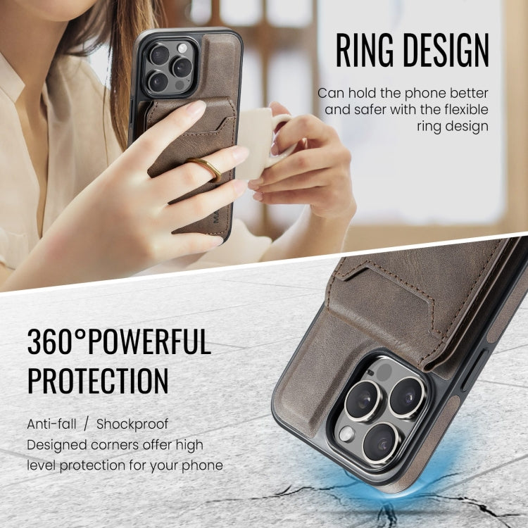 For iPhone 13 Pro DG.MING K1 MagSafe Detachable Wallet RFID Back Cover Phone Case(Coffee)
