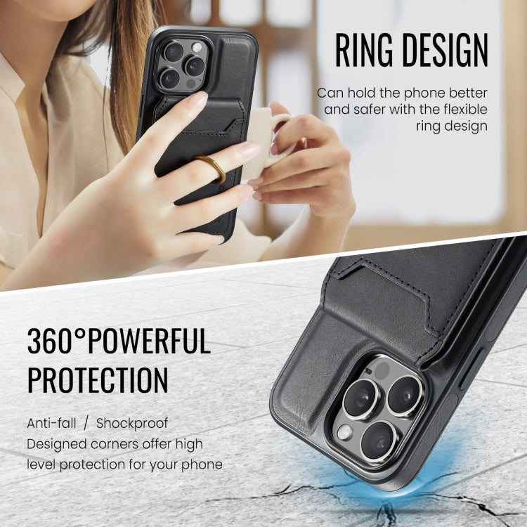For iPhone 13 DG.MING K1 MagSafe Detachable Wallet RFID Back Cover Phone Case(Black)