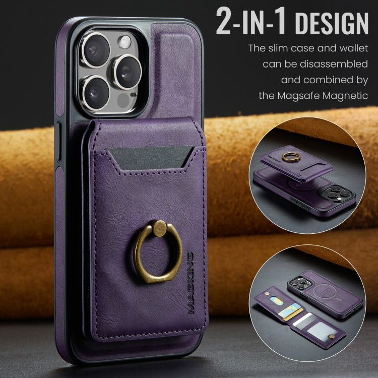 For iPhone 13 DG.MING K1 MagSafe Detachable Wallet RFID Back Cover Phone Case(Purple)