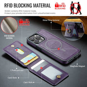 For iPhone 13 DG.MING K1 MagSafe Detachable Wallet RFID Back Cover Phone Case(Purple)