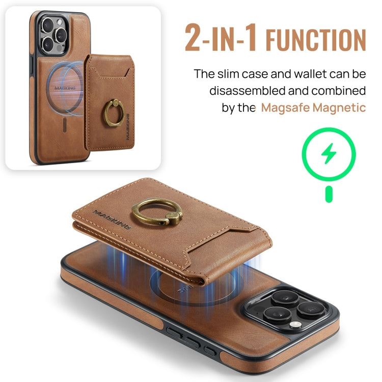 For iPhone 13 DG.MING K1 MagSafe Detachable Wallet RFID Back Cover Phone Case(Brown)