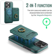 For iPhone 13 DG.MING K1 MagSafe Detachable Wallet RFID Back Cover Phone Case(Green)