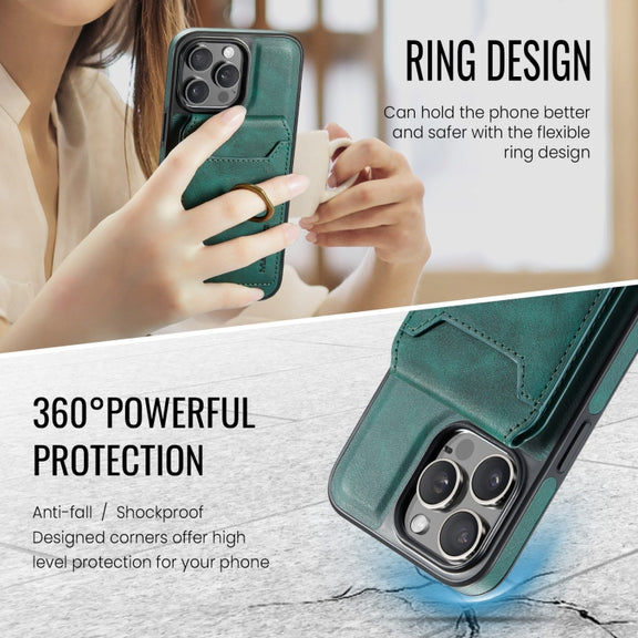 For iPhone 13 DG.MING K1 MagSafe Detachable Wallet RFID Back Cover Phone Case(Green)