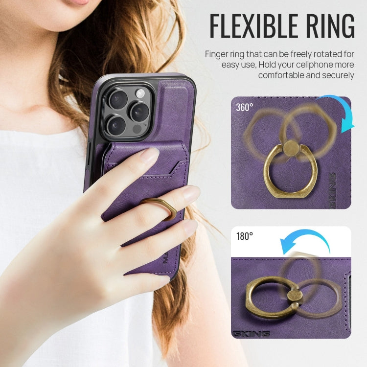 For iPhone 12 DG.MING K1 MagSafe Detachable Wallet RFID Back Cover Phone Case(Purple)