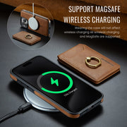 For iPhone 12 DG.MING K1 MagSafe Detachable Wallet RFID Back Cover Phone Case(Brown)
