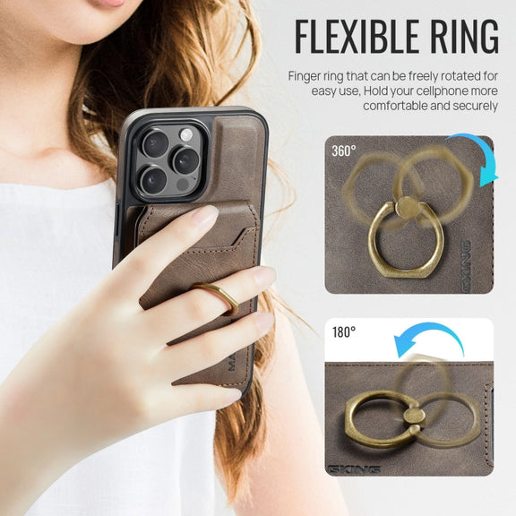 For iPhone 12 Pro DG.MING K1 MagSafe Detachable Wallet RFID Back Cover Phone Case(Coffee)