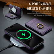 For iPhone 12 Pro DG.MING K1 MagSafe Detachable Wallet RFID Back Cover Phone Case(Purple)