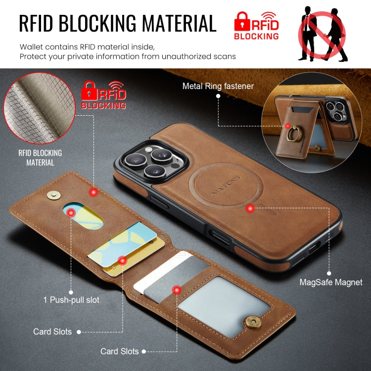 For iPhone 16 Pro Max DG.MING K1 MagSafe Detachable Wallet RFID Back Cover Phone Case(Brown) - free shipping - PMC Jewellery - Order now!