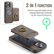 For iPhone 16 Pro DG.MING K1 MagSafe Detachable Wallet RFID Back Cover Phone Case(Coffee)