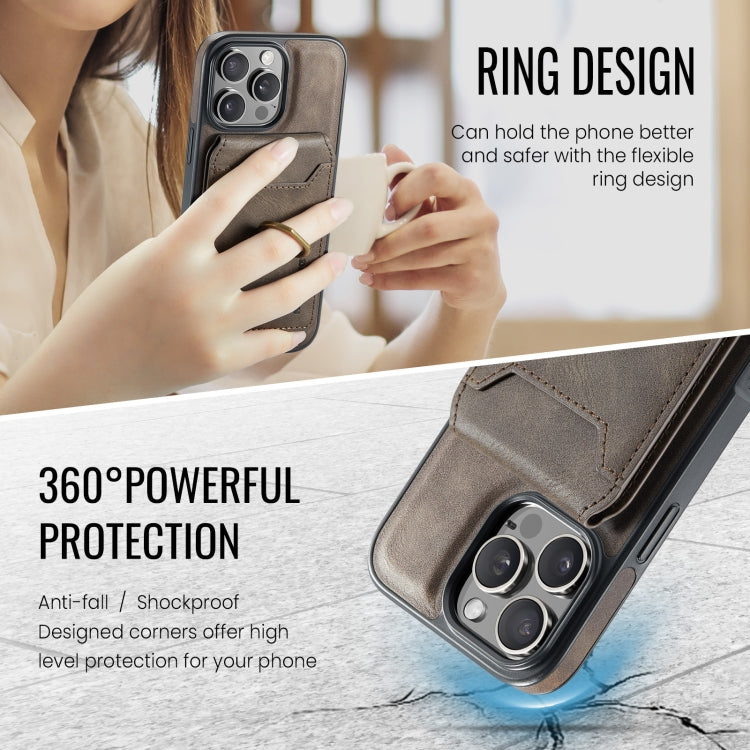 For iPhone 16 Pro DG.MING K1 MagSafe Detachable Wallet RFID Back Cover Phone Case(Coffee)