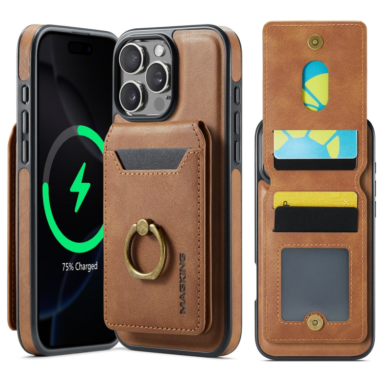 For iPhone 16 Pro MAGKING K1 MagSafe Detachable Wallet RFID Back Cover Phone Case(Brown) - free shipping - PMC Jewellery - Order now!
