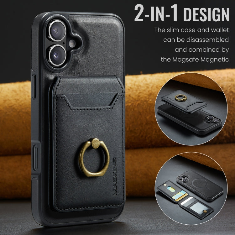 For iPhone 16 Plus DG.MING K1 MagSafe Detachable Wallet RFID Back Cover Phone Case(Black) - free shipping - PMC Jewellery - Order now!