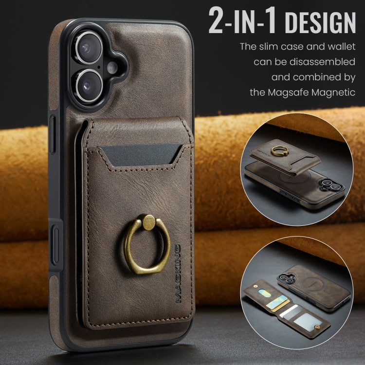 For iPhone 16 DG.MING K1 MagSafe Detachable Wallet RFID Back Cover Phone Case(Coffee) - free shipping - PMC Jewellery - Order now!