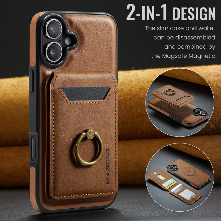 For iPhone 16 DG.MING K1 MagSafe Detachable Wallet RFID Back Cover Phone Case(Brown) - free shipping - PMC Jewellery - Order now!