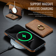 For iPhone 16 DG.MING K1 MagSafe Detachable Wallet RFID Back Cover Phone Case(Brown)