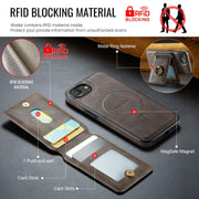 For iPhone 16e DG.MING K1 MagSafe Detachable Wallet RFID Back Cover Phone Case(Coffee)