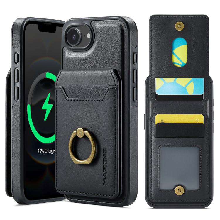 For iPhone 16e DG.MING K1 MagSafe Detachable Wallet RFID Back Cover Phone Case(Black) - free shipping - PMc TechLife - Order now!