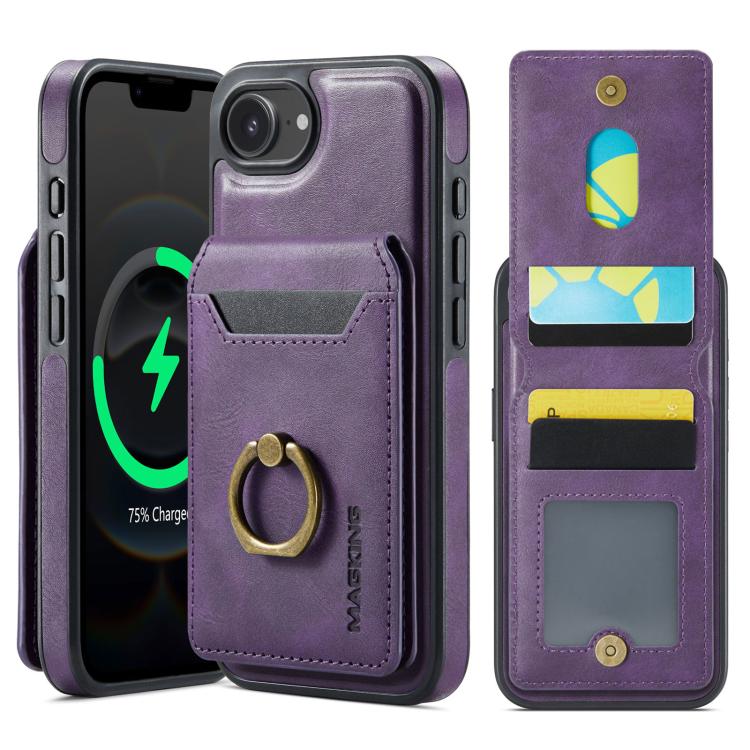 For iPhone 16e DG.MING K1 MagSafe Detachable Wallet RFID Back Cover Phone Case(Purple) - free shipping - PMc TechLife - Order now!