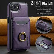 For iPhone 16e DG.MING K1 MagSafe Detachable Wallet RFID Back Cover Phone Case(Purple)