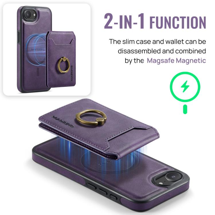 For iPhone 16e DG.MING K1 MagSafe Detachable Wallet RFID Back Cover Phone Case(Purple) - free shipping - PMc TechLife - Order now!