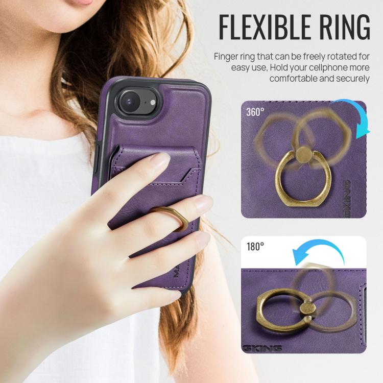 For iPhone 16e DG.MING K1 MagSafe Detachable Wallet RFID Back Cover Phone Case(Purple) - free shipping - PMc TechLife - Order now!