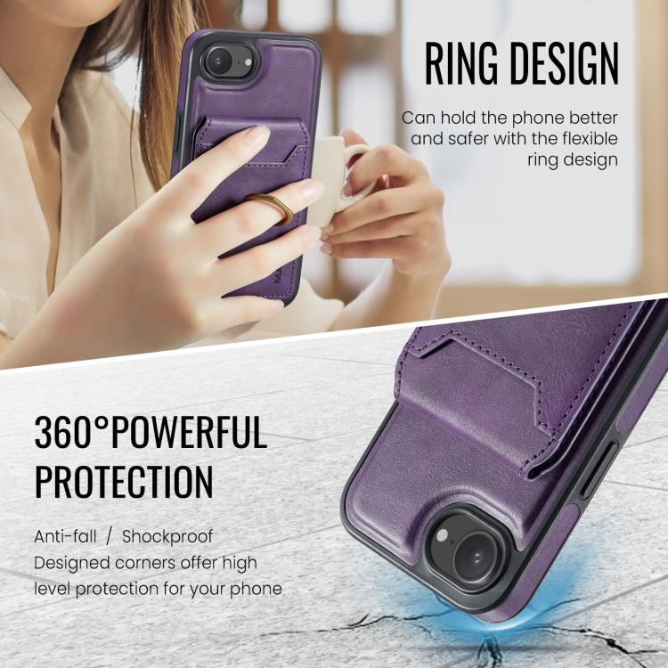 For iPhone 16e DG.MING K1 MagSafe Detachable Wallet RFID Back Cover Phone Case(Purple) - free shipping - PMc TechLife - Order now!