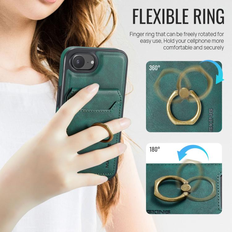 For iPhone 16e DG.MING K1 MagSafe Detachable Wallet RFID Back Cover Phone Case(Green) - free shipping - PMc TechLife - Order now!