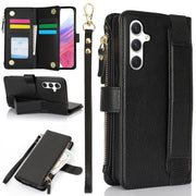 For Samsung Galaxy S24+ 5G Wristband Holder Zipper Purse RFID Leather Phone Case(Black)