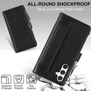 For Samsung Galaxy S24+ 5G Wristband Holder Zipper Purse RFID Leather Phone Case(Black)