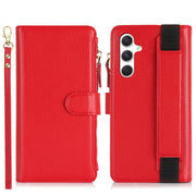 For Samsung Galaxy S24+ 5G Wristband Holder Zipper Purse RFID Leather Phone Case(Red)