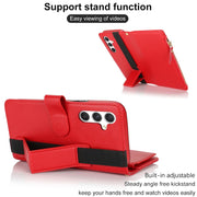 For Samsung Galaxy S24+ 5G Wristband Holder Zipper Purse RFID Leather Phone Case(Red)