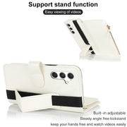For Samsung Galaxy S24+ 5G Wristband Holder Zipper Purse RFID Leather Phone Case(White)