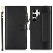 For Samsung Galaxy S24 Ultra 5G Wristband Holder Zipper Purse RFID Leather Phone Case(Black)