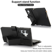 For Samsung Galaxy S24 Ultra 5G Wristband Holder Zipper Purse RFID Leather Phone Case(Black)