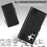 For Samsung Galaxy S24 Ultra 5G Wristband Holder Zipper Purse RFID Leather Phone Case(Black)